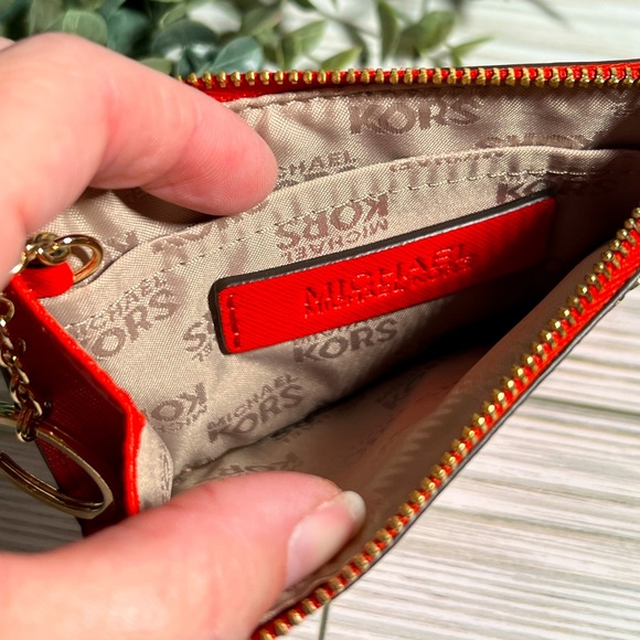 Michael Kors Jet Set Coin Pouch with ID Window, Leather, Sangria - Picture 3 of 5